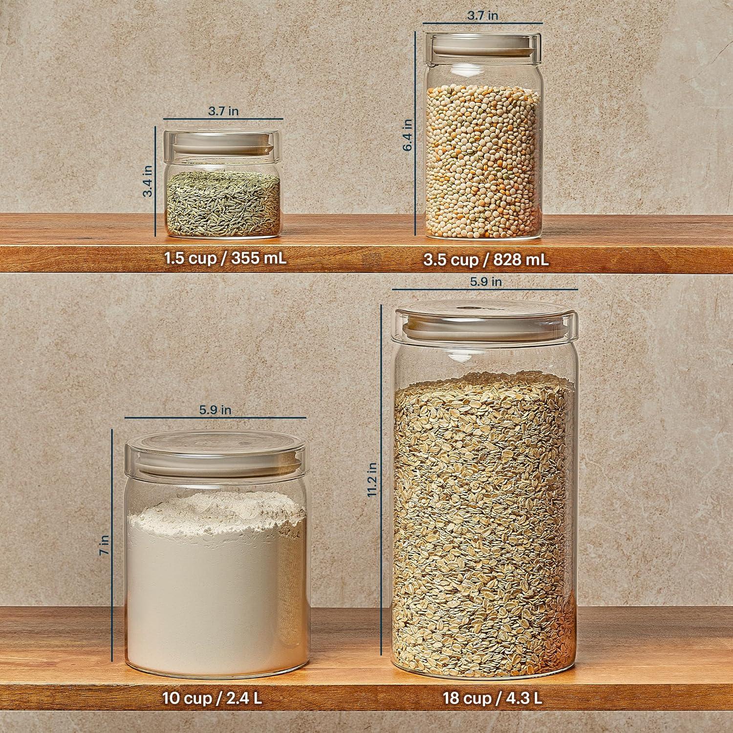 Pyrex 4-Pack Glass Canister Set – Dry Food Storage Containers with Lids ...